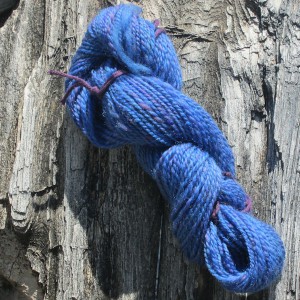blue homespun yarn for table runner project